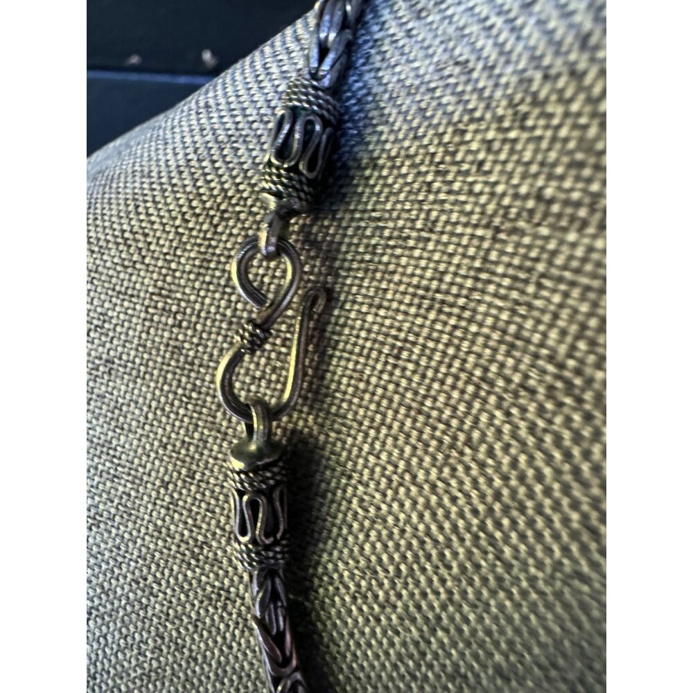 Sterling Silver Bali Byzantine Chain Necklace 18" Intricate Handcrafted Design M - Picture 4 of 7